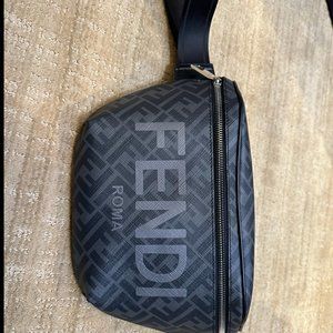Authentic Fendi Men's Gray Belt Bag With Logo *RARE*